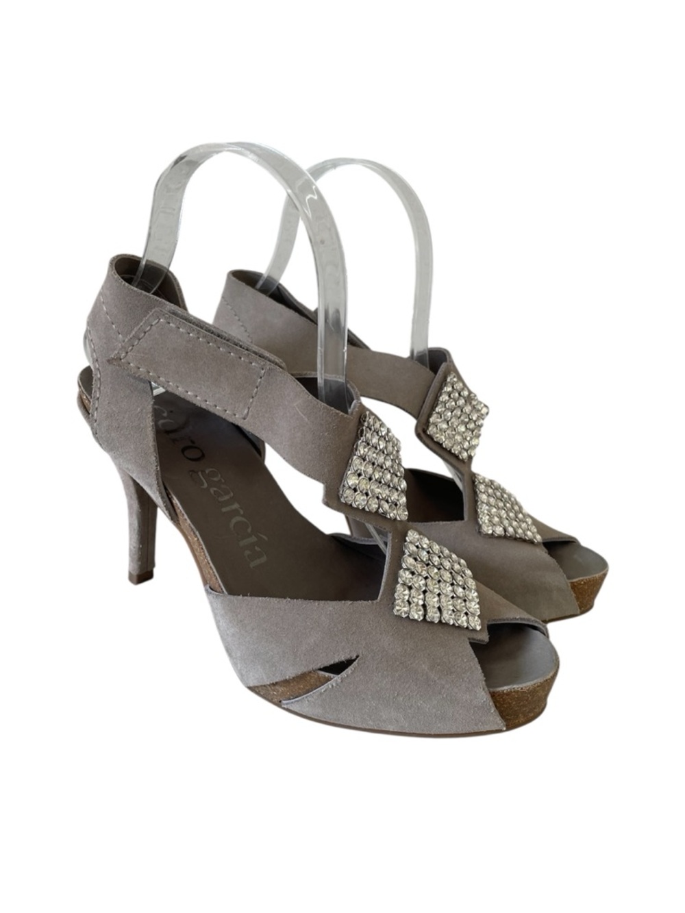 Pedro Garcia Swarovski Crystal Suede Heels Size 37 1/2